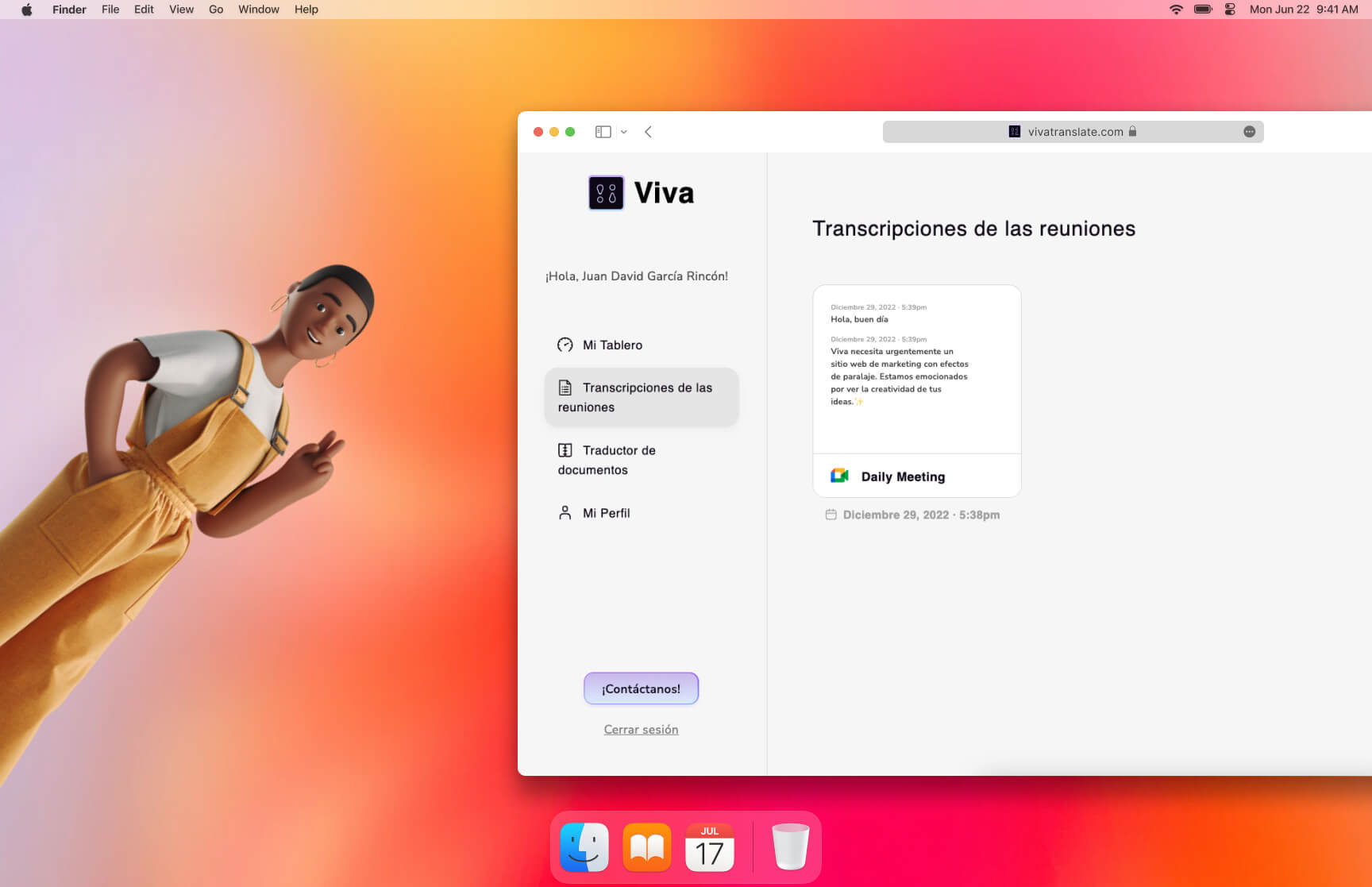 Imagen del dashboard de Viva Translate